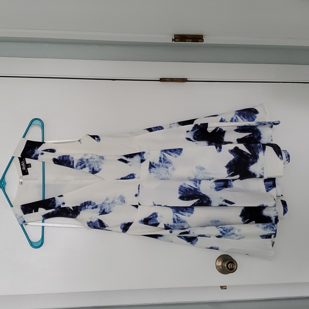 Lulu's white and blue flared mini dress